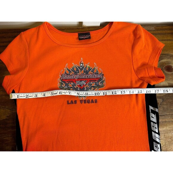 Harley Davidson Cafe Ladies Orange Biker T Shirt Women’s XL - Picture 6 of 7